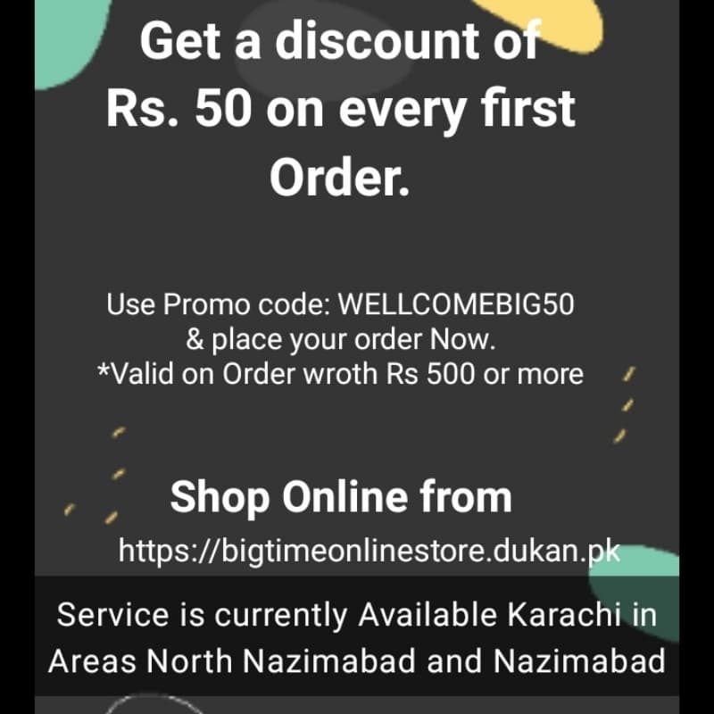 Get a discount of Rs. 50 on every first order